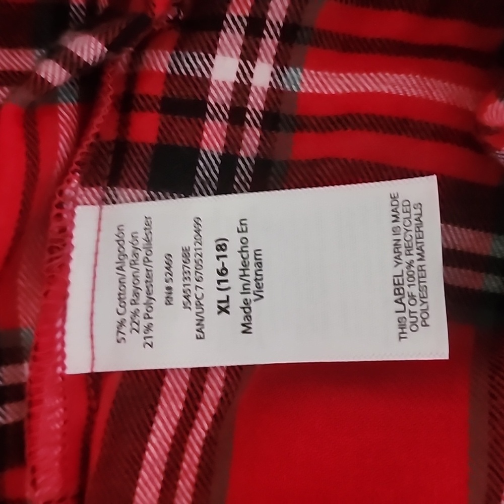 JOYSPUN Red Plaid Sleep Shorts 1X 16-18 Holiday Flannel Pajama Lounge Shorts - Picture 5 of 8